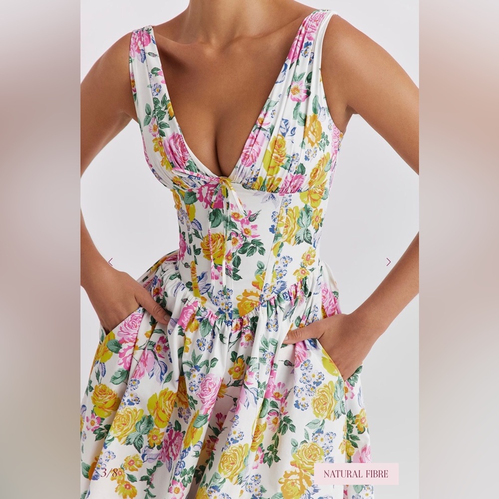 HOUSE OF CB Emmelina Floral Cotton Blend Dress